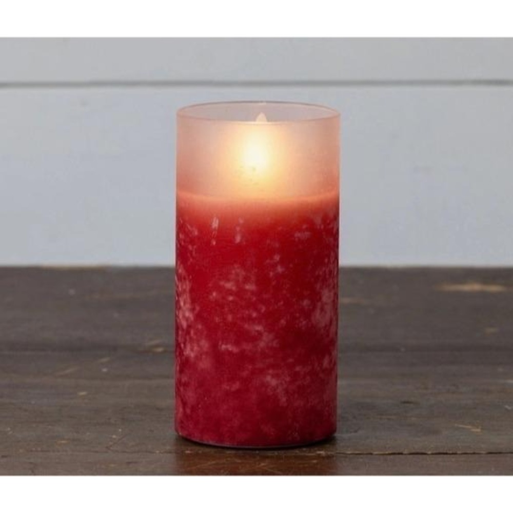 Ragon‎ House 6" Red Frosted Glass 3D Flameless Candle Battery Operated NEW